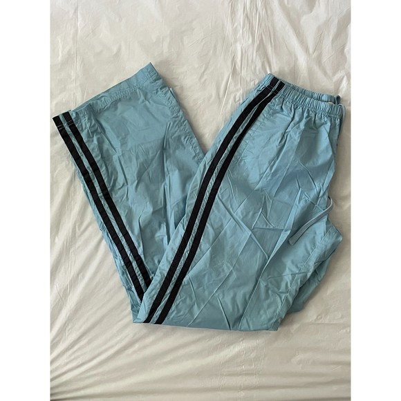 Forever 21 Women's Track Pants Blue w Stripes Snap Ankle Drawstring, Size Middle - Picture 1 of 7